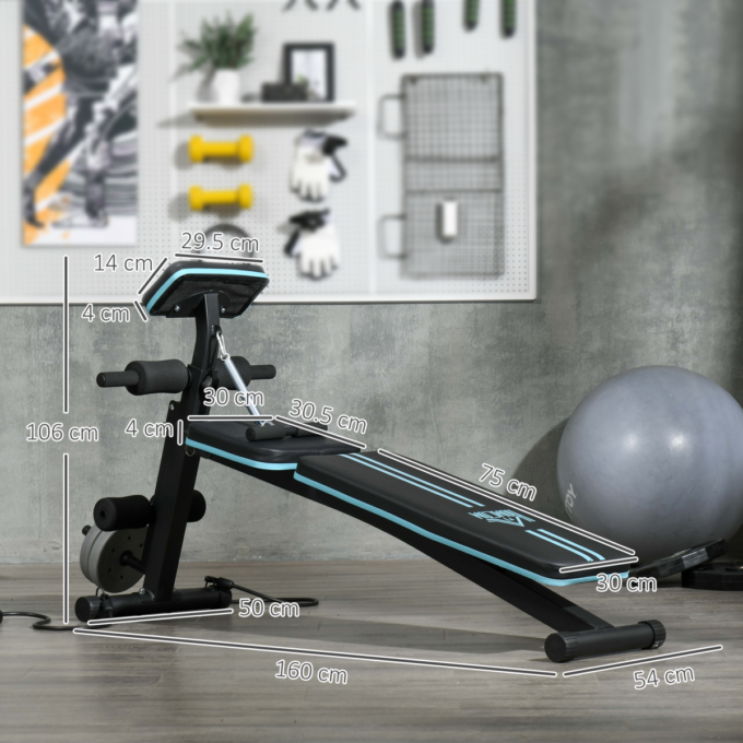 HOMCOM Foldable Dumbbell Bench Weight Training 7 Incline Adjustable