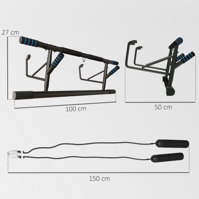 SPORTNOW Pull-Up Bar Doorway Push Up Stand w/ Resistance Bands for Home Gym