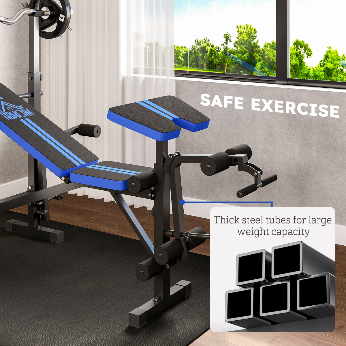HOMCOM Multi-Function Adjustable Weight Training Bench Gym Fitness Lifting - Image 7