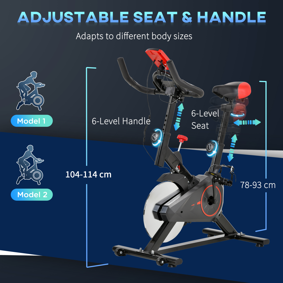 HOMCOM Indoor Exercise Bike with Adjustable Height, Resistance - Image 6