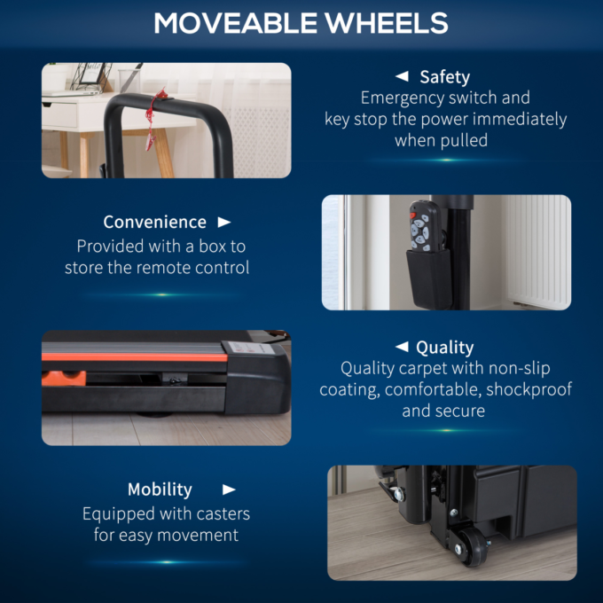 HOMCOM 1-6 km/h Folding Motorised Treadmill Walking w/ Remote Control
