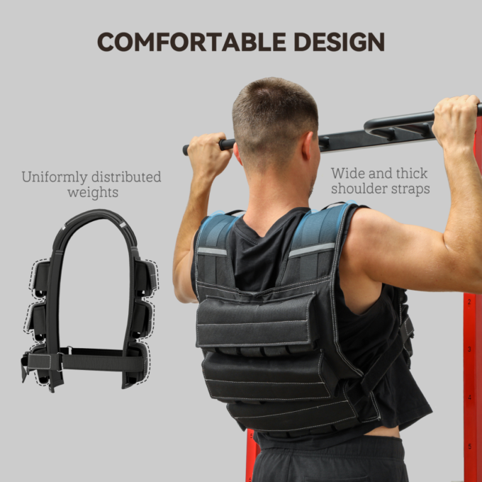 15KG Adjustable Weighted Vest with 15 Metal Weights, Running Weight Vest