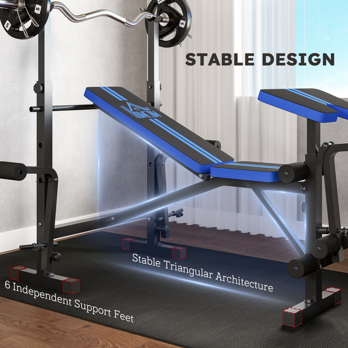 HOMCOM Multi-Function Adjustable Weight Training Bench Gym Fitness Lifting - Image 8