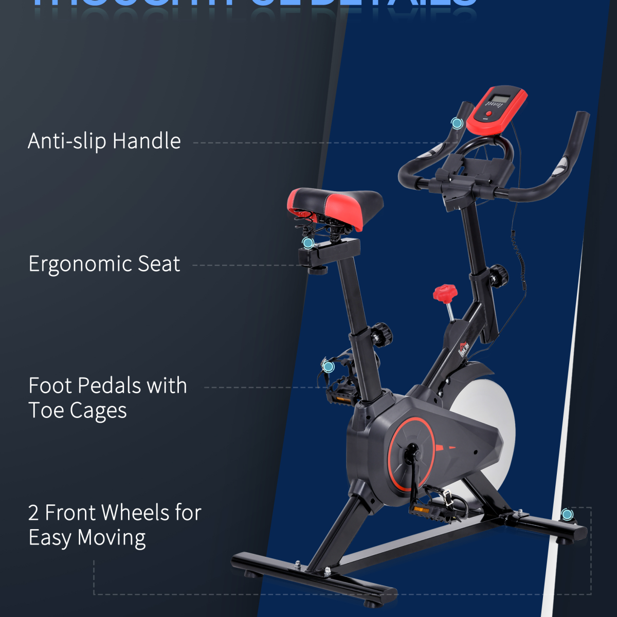 HOMCOM Indoor Exercise Bike with Adjustable Height, Resistance - Image 7