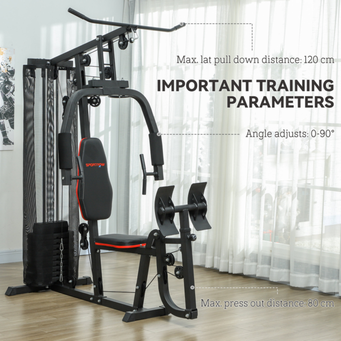 SPORTNOW Home Gym Machine Compact Multi Gym with 45kg Weight Stack