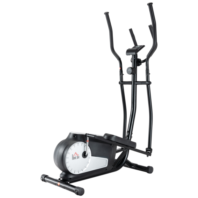 HOMCOM Elliptical Cross Trainer w/ Adjustable Resistance, LCD Monitor, Wheels