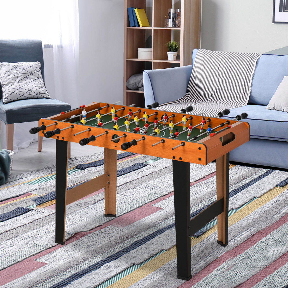Wooden Soccer Football Table 84.5cm Arcades Game Room Bar, 2 Foosballs HOMCOM - Image 2