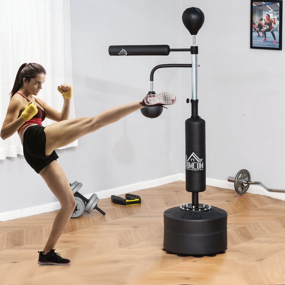 3-in-1 Punching Bag with Stand with 2 Speedballs, 360 Relax Bar HOMCOM - Image 2