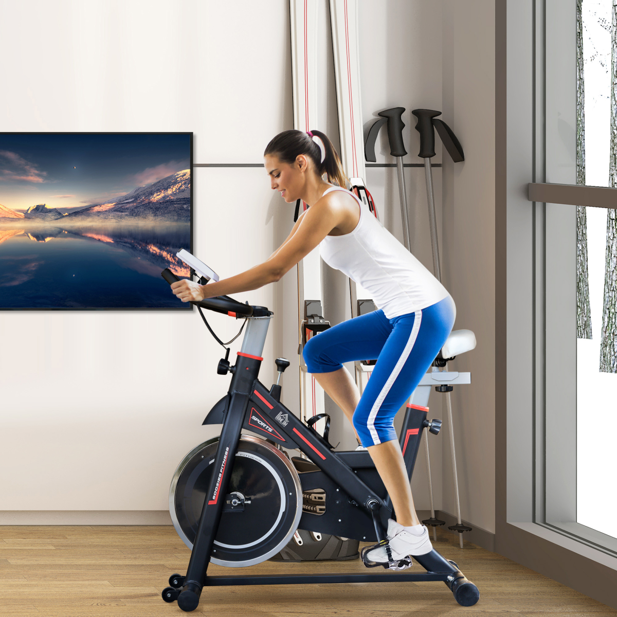 HOMCOM 8kg Flywheel Exercise Racing Bicycle Cardio Adjustable Resistance LCD - Image 2