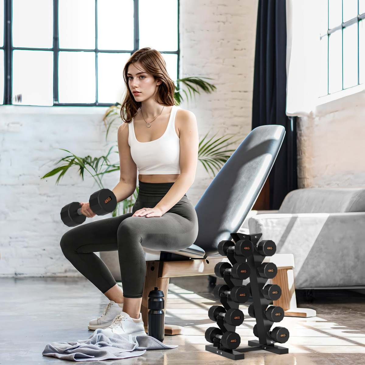 SPORTNOW Five-Tier Weight Tree, Steel Dumbbell Rack for Home Gym Exercise - Image 2