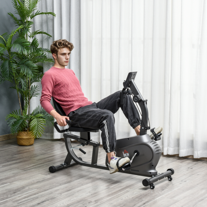 Exercise Training Stationary Cycling Bike w/ LCD Monitor & Pad Holder HOMCOM