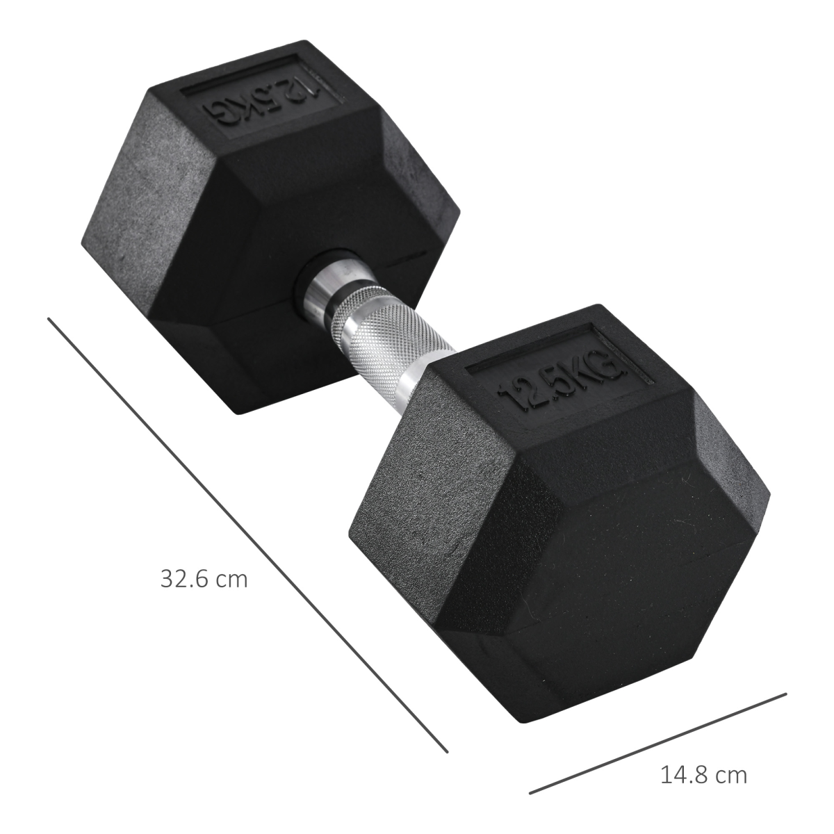 12.5KG Single Rubber Hex Dumbbell Portable Hand Weights for Home Gym HOMCOM - Image 3