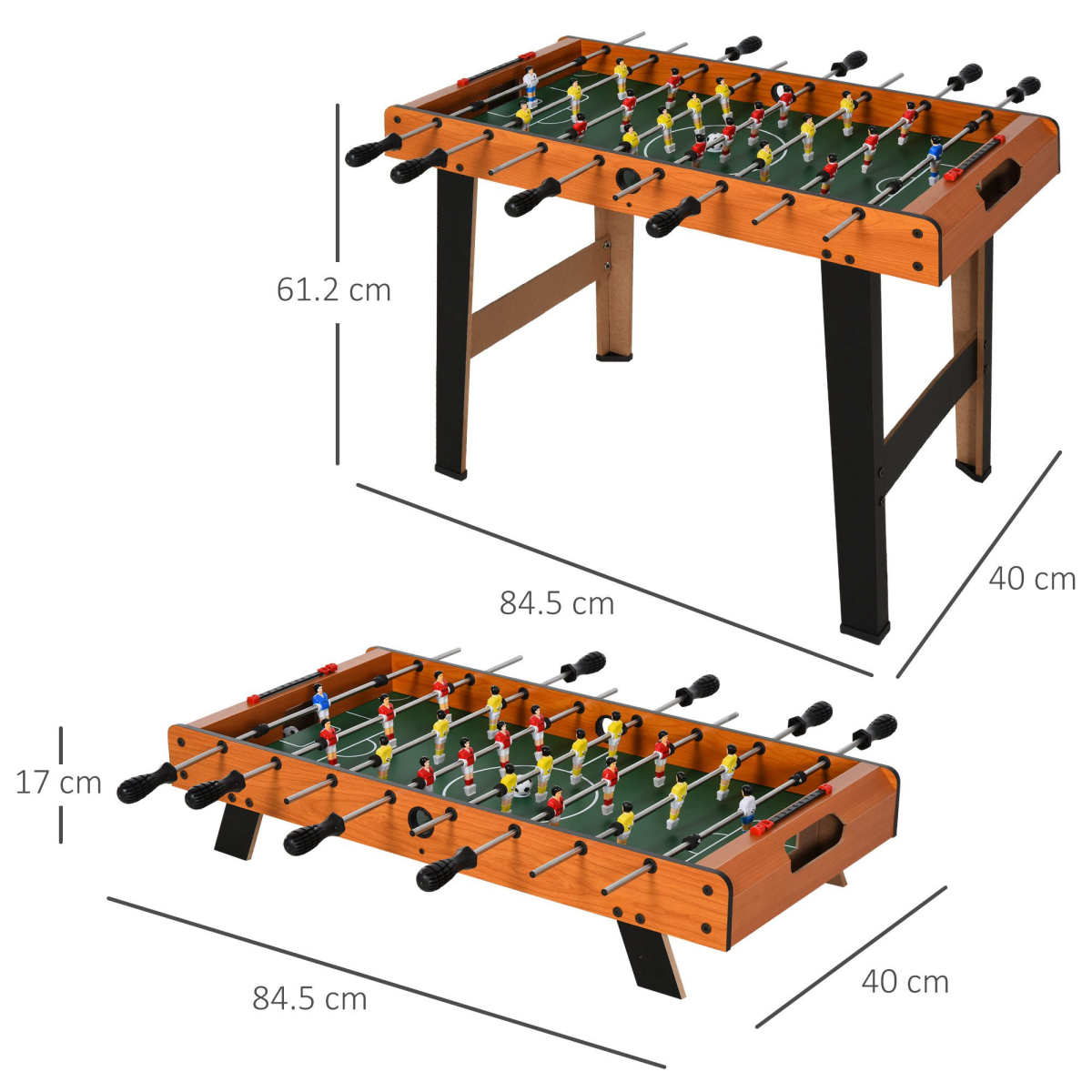 Wooden Soccer Football Table 84.5cm Arcades Game Room Bar, 2 Foosballs HOMCOM - Image 3