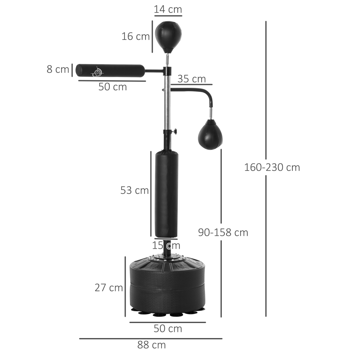 3-in-1 Punching Bag with Stand with 2 Speedballs, 360 Relax Bar HOMCOM - Image 3