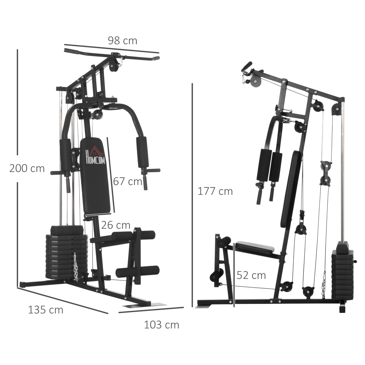 Multifunction Home Gym Machine with 45kg Weights for Full Body Workout HOMCOM - Image 3
