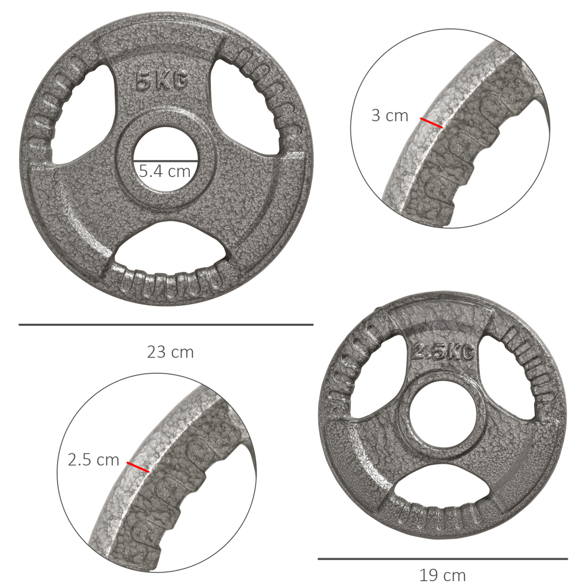 2" Olympic Weight Plates Sets for StrengthTraining w/ Weight 2 x 5kg, 2 x 2.5kg - Image 3