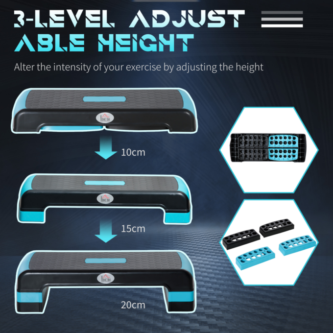 Aerobic Step Three-Level Adjustable Exercise Stepper for Home, Office HOMCOM