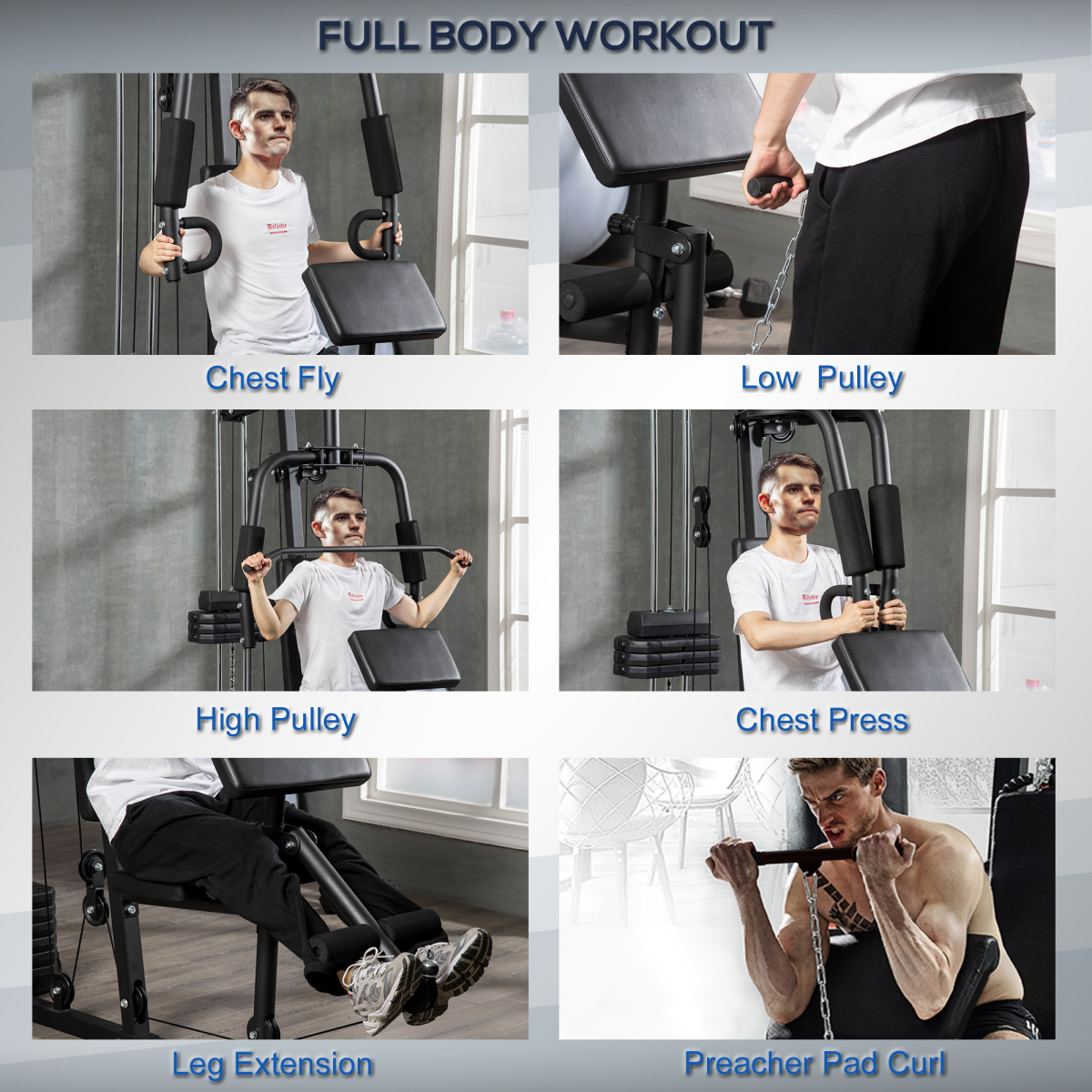 Multifunction Home Gym Machine with 45kg Weight Stack, for Full Body Workout - Image 4
