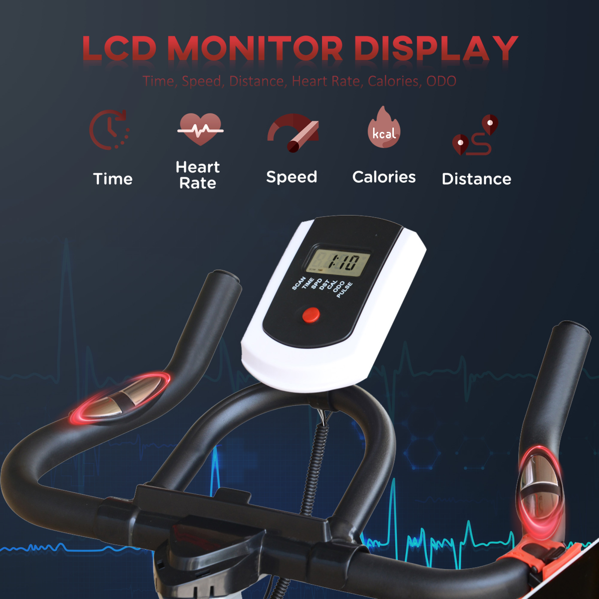 HOMCOM 8kg Flywheel Exercise Racing Bicycle Cardio Adjustable Resistance LCD - Image 4
