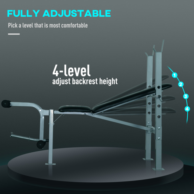 Adjustable Multi Gym Weight Bench Barbell Stand Chest Leg Abs Training HOMCOM
