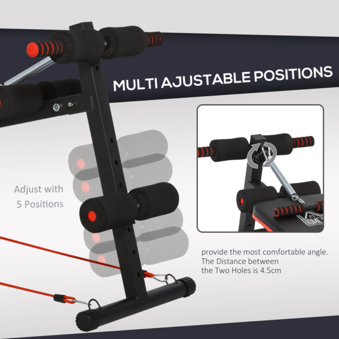 Foldable Sit Up Bench Core Workout for Home Gym Black HOMCOM