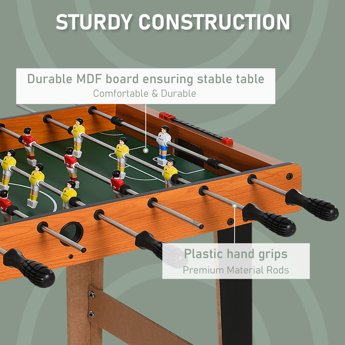 Wooden Soccer Football Table 84.5cm Arcades Game Room Bar, 2 Foosballs HOMCOM - Image 5