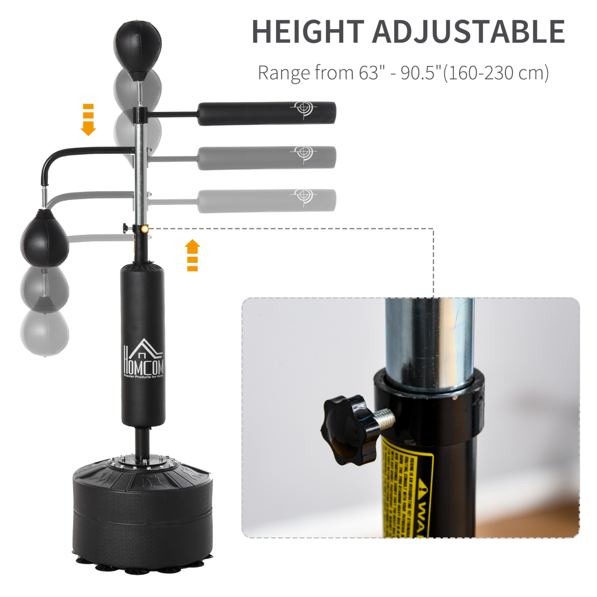 3-in-1 Punching Bag with Stand with 2 Speedballs, 360 Relax Bar HOMCOM - Image 5