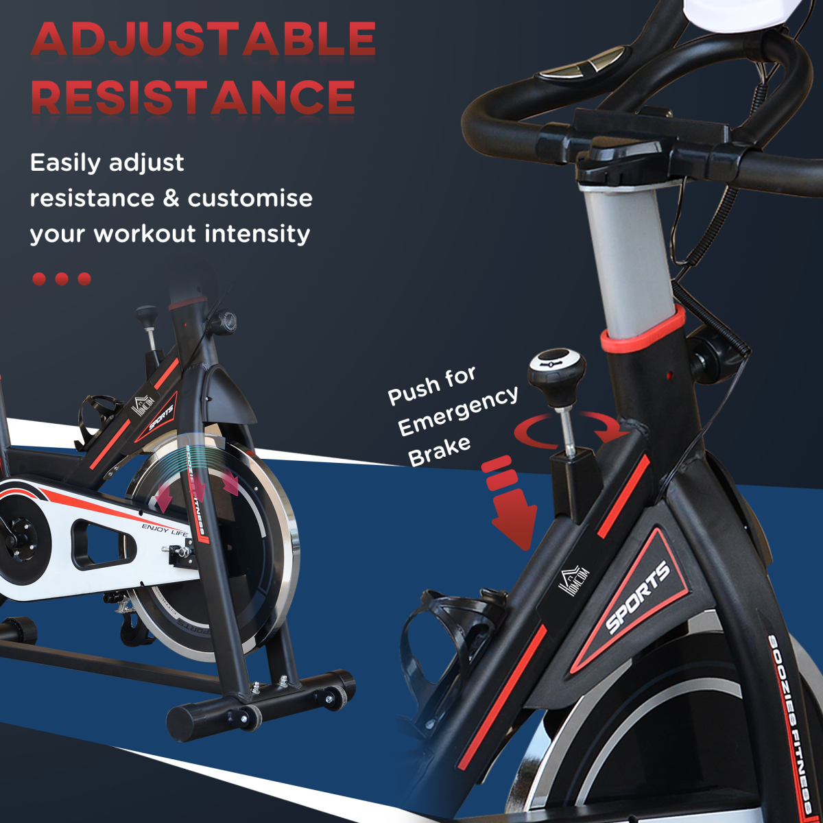 HOMCOM 8kg Flywheel Exercise Racing Bicycle Cardio Adjustable Resistance LCD - Image 5
