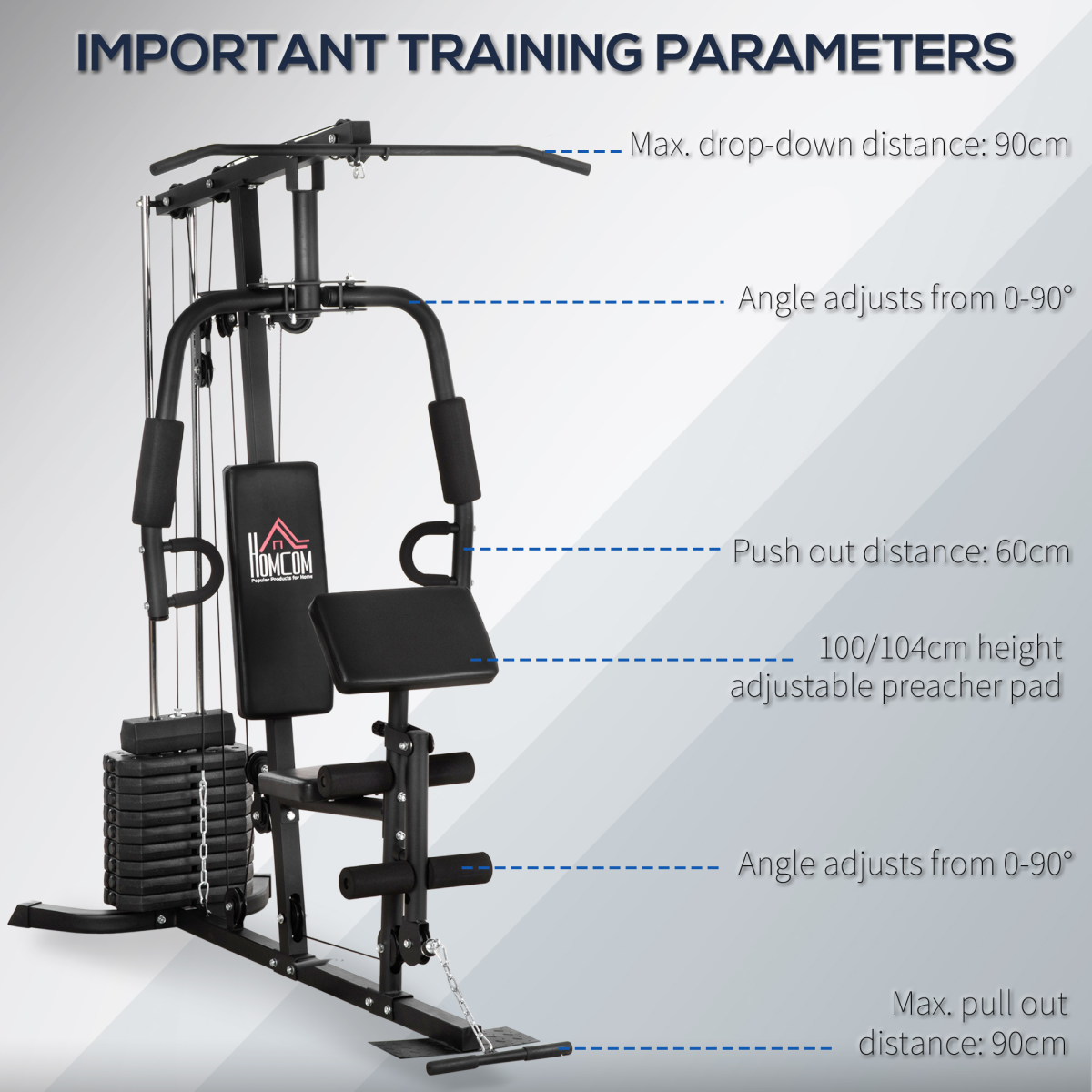 Multifunction Home Gym Machine with 45kg Weight Stack, for Full Body Workout - Image 6