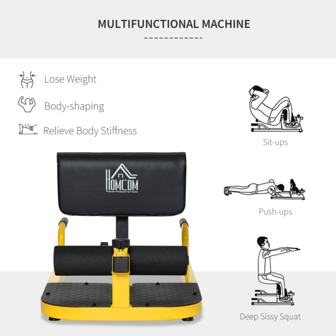 3 IN 1 Squat Machine Sit Up Push Up Gym Work Out Leg Exercise Adjustable