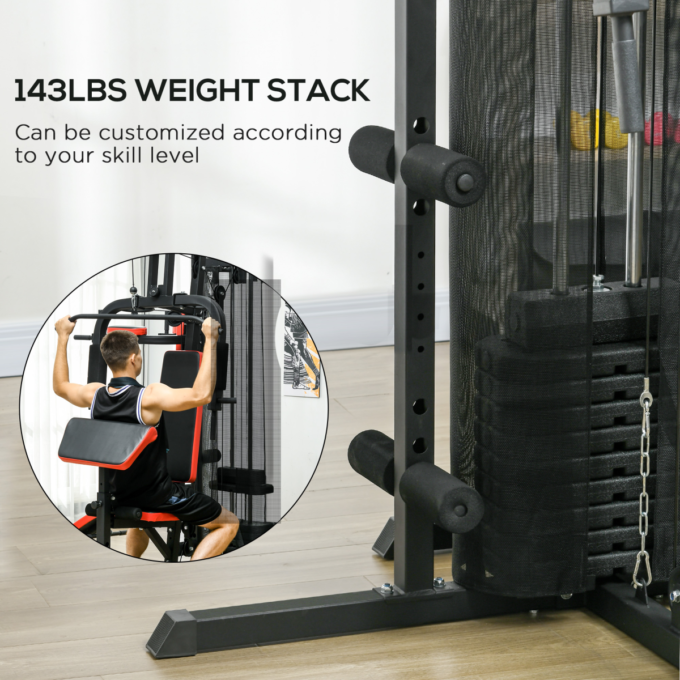 Multi Gym Workout Station with Sit Up Bench, Push Up Stand, Dip Station