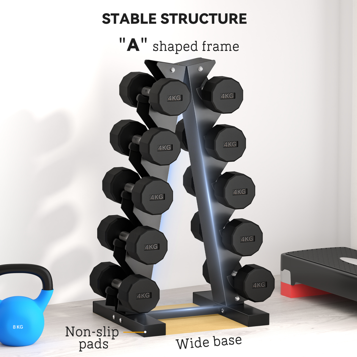 SPORTNOW Five-Tier Weight Tree, Steel Dumbbell Rack for Home Gym Exercise - Image 6