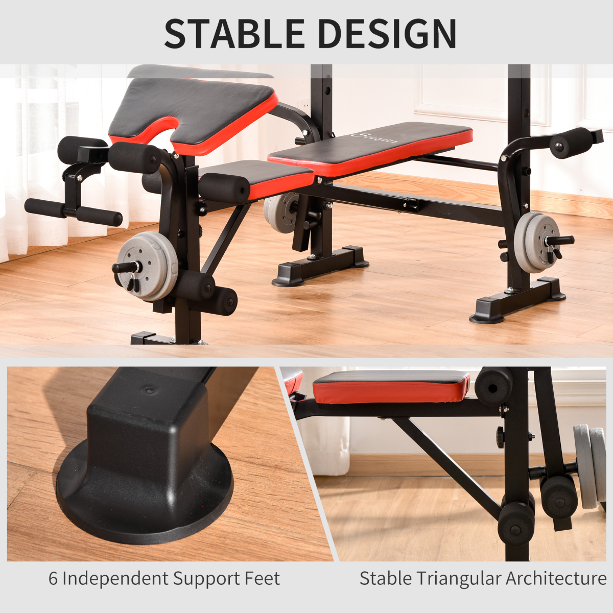 Multi-Function Adjustable Weight Training Bench Gym Fitness Lifting HOMCOM - Image 7