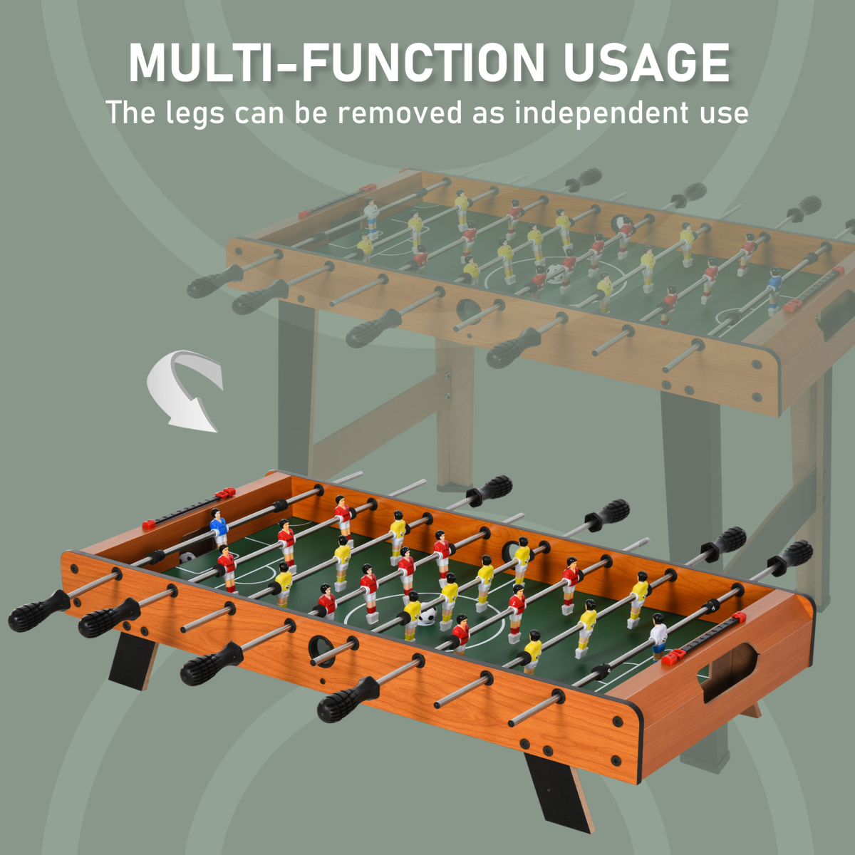 Wooden Soccer Football Table 84.5cm Arcades Game Room Bar, 2 Foosballs HOMCOM - Image 8