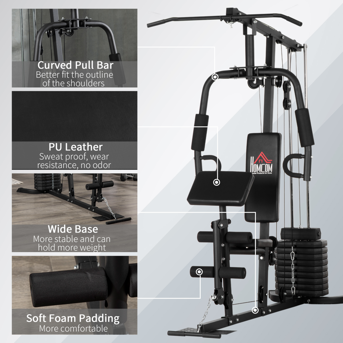 Multifunction Home Gym Machine with 45kg Weight Stack, for Full Body Workout - Image 8