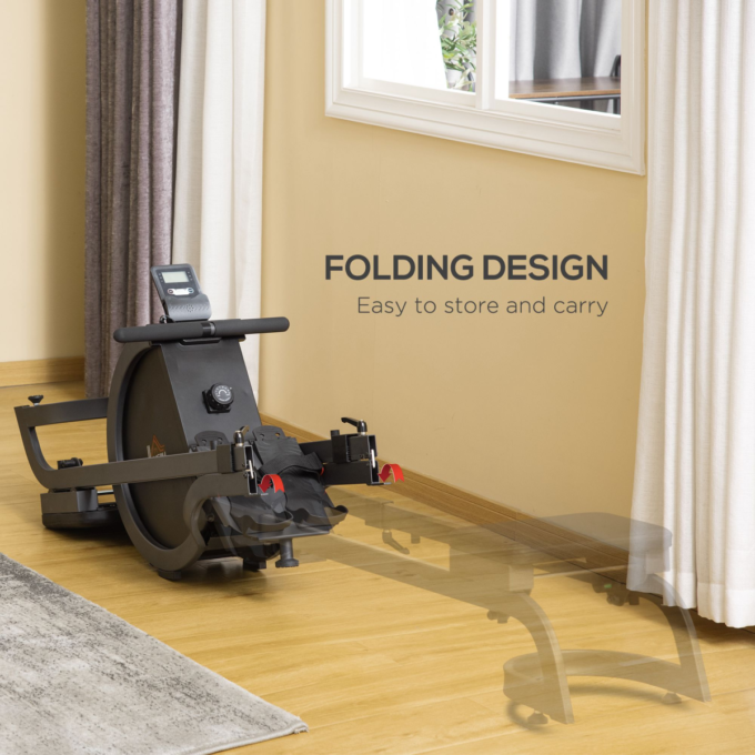 Magnetic Foldable Rower w/ 16-Level Adjustable Resistance for Home, Gym