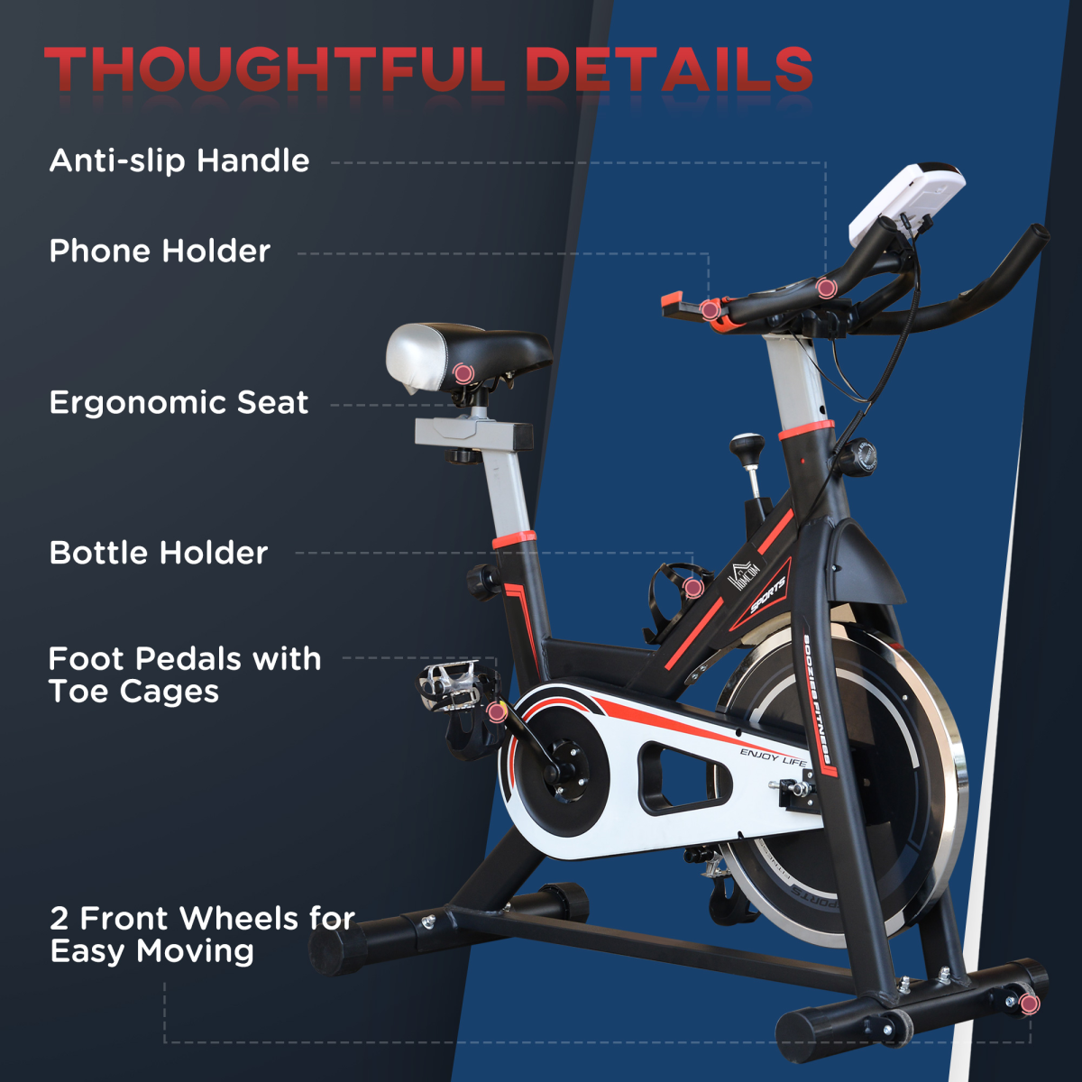 HOMCOM 8kg Flywheel Exercise Racing Bicycle Cardio Adjustable Resistance LCD - Image 8
