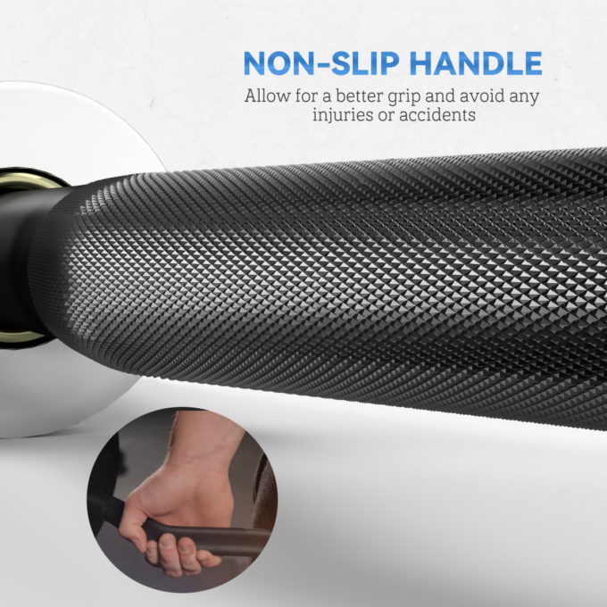 120cm EZ Curl Bar with Spring Clips, Barbell Bar for 5cm Weight Plates, 8kg