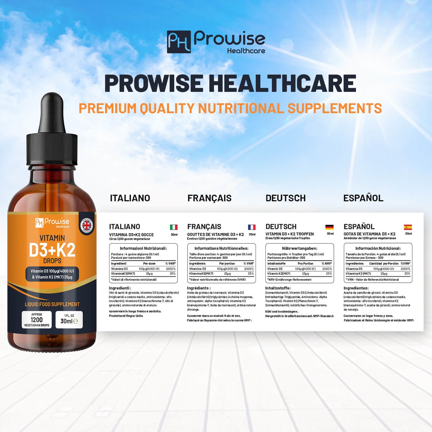 Vitamin D3 4000iu + K2 MK7 25µg Orange Liquid Drops I High Strength 30ml Bottle - Image 6
