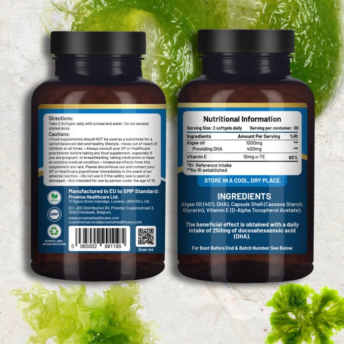 Prowise Vegan Omega-3 DHA from Algae Oil | 60 Softgels with Vitamin E